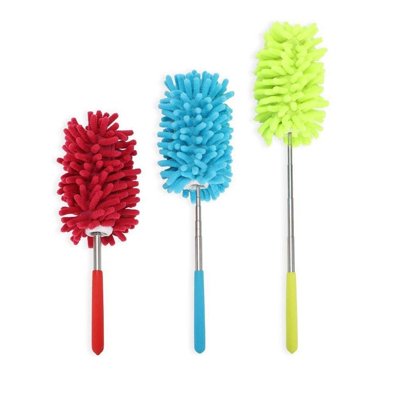 KissDate Microfiber Extendable Hand Dusters Washable Dusting Brush with Telescoping Pole for Cleaning Car, Computer, Air Conditioning, TV and Else Pack of 3 - Image 1